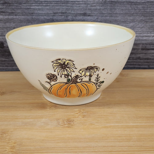 Fall Harvest Pumpkin Bowl Cottagecore Floral 6 inch (15cm) Dish by Blue Sky