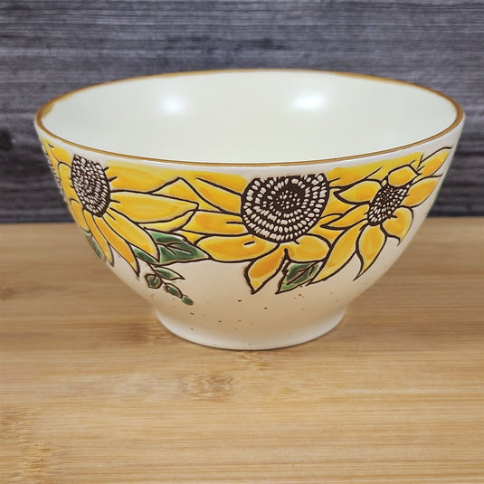 Sunflower Floral Festive Bowl Server 6 inch (15cm) Cottagecore Dish by Blue Sky