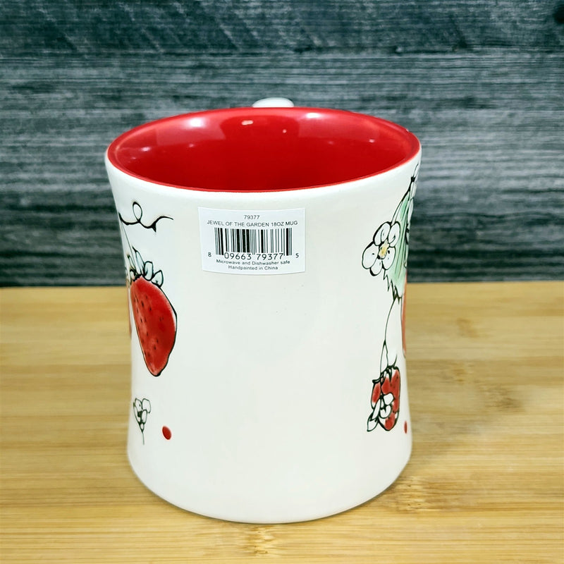 Load image into Gallery viewer, Strawberry Coffee Mug Ceramic Fruit Art Embossed Botanical 18oz Tea Cup Blue Sky
