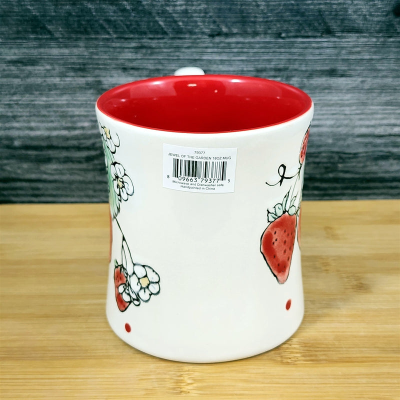 Load image into Gallery viewer, Strawberry Coffee Mug Ceramic Fruit Art 18oz Tea Cup Embossed Botanical Blue Sky
