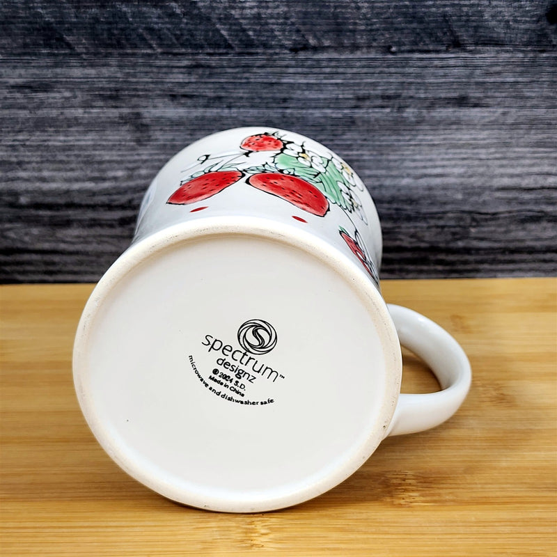Load image into Gallery viewer, Strawberry Coffee Mug Ceramic Fruit Art 18oz Tea Cup Embossed Botanical Blue Sky
