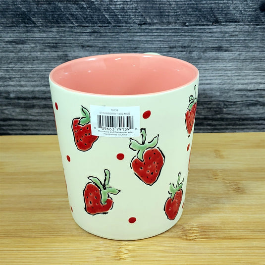 Strawberry Coffee Mug Fruit Art Tea Cup Embossed Ceramic 18oz by Blue Sky