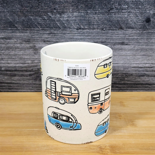 RV Camper Trailer Coffee Mug 16oz Ceramic Embossed Tea Cup Retro by Blue Sky