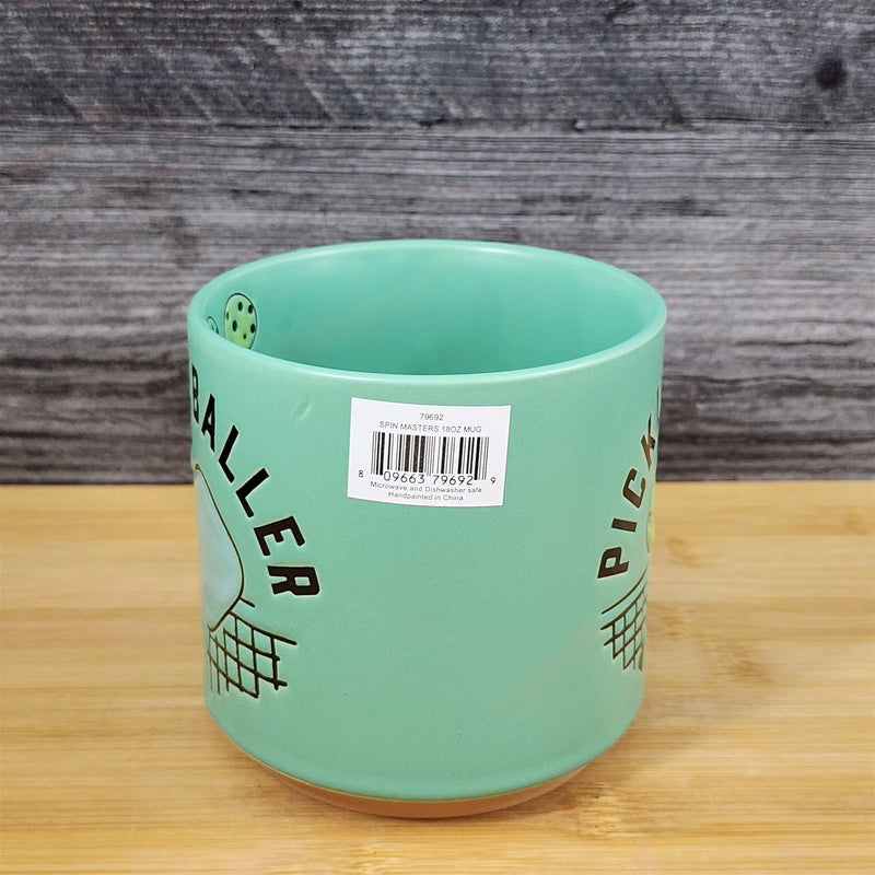 Load image into Gallery viewer, Pickleball Paddle Ceramic Mug Tea Coffee Cup Green Artisan Fun Blue Sky 18 oz
