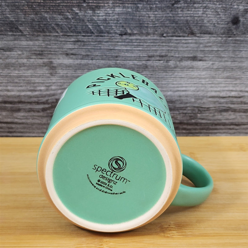 Load image into Gallery viewer, Pickleball Paddle Ceramic Mug Tea Coffee Cup Green Artisan Fun Blue Sky 18 oz

