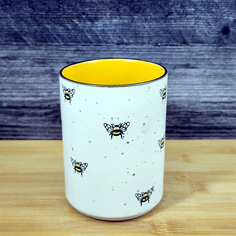 Load image into Gallery viewer, Bumble Bee Coffee Mug Ceramic Rustic Yellow Interior Tea Cup Blue Sky 18oz
