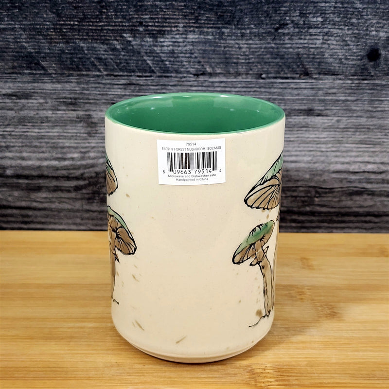 Load image into Gallery viewer, Mushroom Toadstool Coffee Mug Tea Cup Blue Sky Green Ceramic Embossed Botanical
