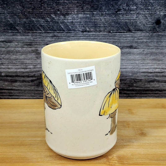 Mushroom Coffee Mug Tea Cup Blue Sky Yellow Toadstool Ceramic Embossed Botanical