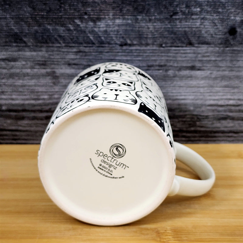 Load image into Gallery viewer, Kitty Cat Faces Coffee Mug Tea Cup Pink Inside Ceramic Embossed by Blue Sky 21oz
