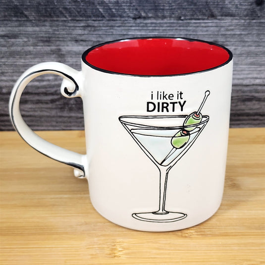 Dirty Martini Coffee Mug Fun Cocktail Tea Cup Bar Theme Ceramic Blue Sky 21oz