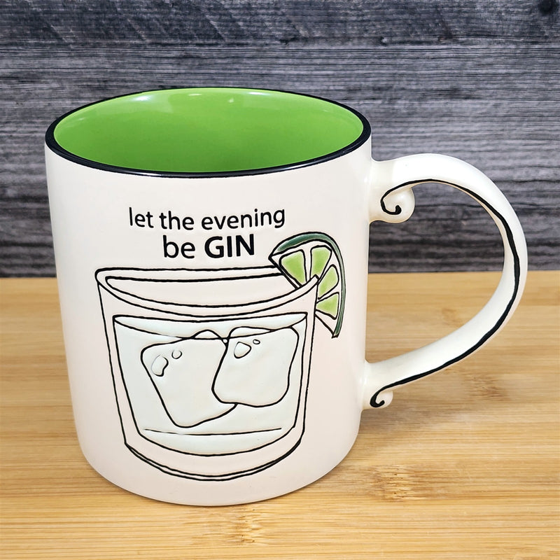 Load image into Gallery viewer, Bar Theme Coffee Mug Cocktail Tea Cup &quot;Let The Evening Be Gin&quot; Blue Sky Ceramic
