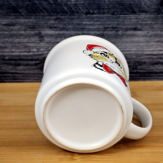 Holiday Cat Coffee Mug Embossed Ceramic Tea Cup Red inside 18 oz Blue Sky