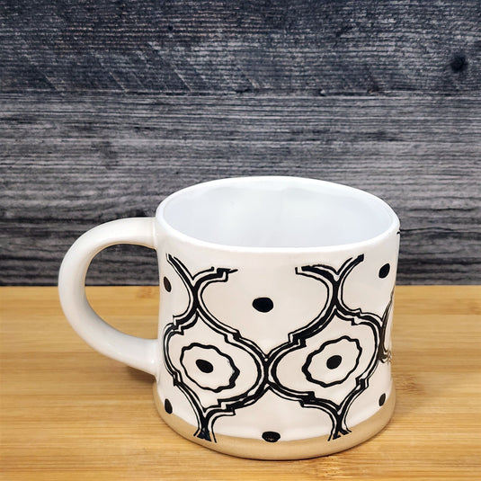 White Black Geometric Pattern Mug Ceramic Tea Coffee Cup Abstract Blue Sky 17oz