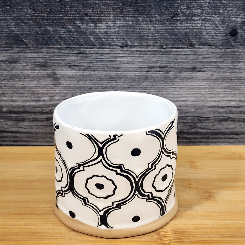 Load image into Gallery viewer, White Black Geometric Pattern Mug Ceramic Tea Coffee Cup Abstract Blue Sky 17oz
