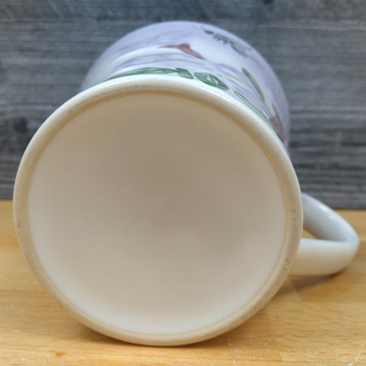 Bee & Floral Pattern Mug Artistic Design Coffee Tea Cup Yellow Ceramic Blue Sky