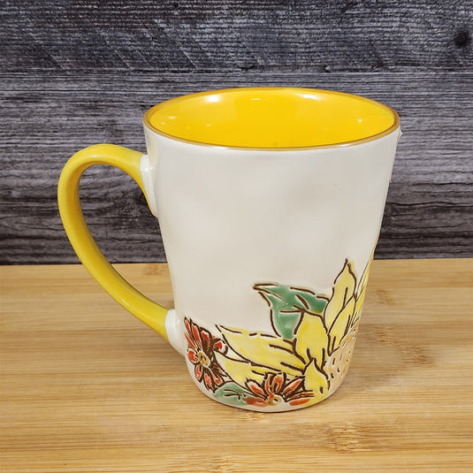 Botanical Sunflower Floral Coffee Mug 16oz Embossed Tea Cup by Blue Sky