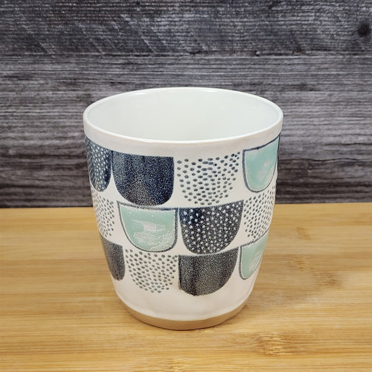 Modern Geometric Coffee Mug Ceramic Contemporary Tea Cup Abstract Teal Blue Sky