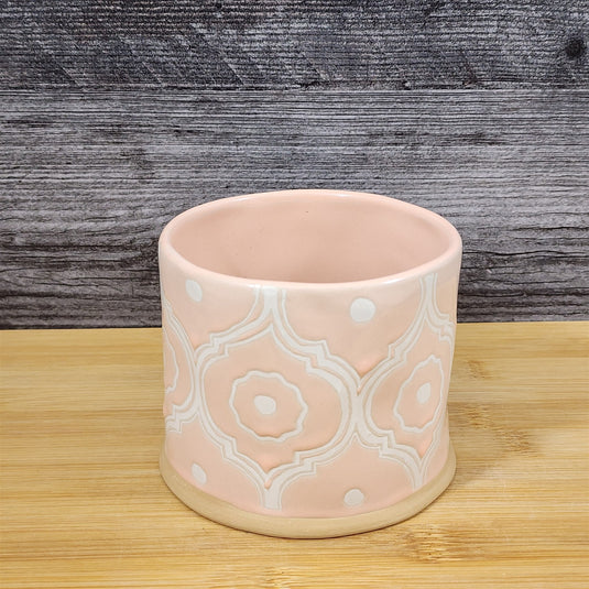 Pastel Pink Mug Bohemian Geometric Style Coffee Tea Cup Ceramic Blue Sky 17oz