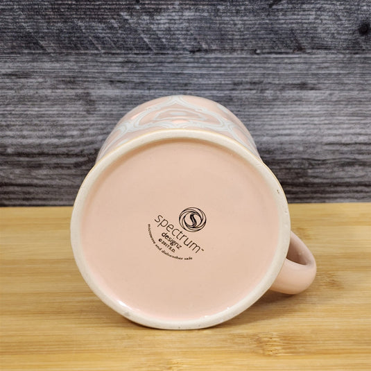 Pastel Pink Mug Bohemian Geometric Style Coffee Tea Cup Ceramic Blue Sky 17oz