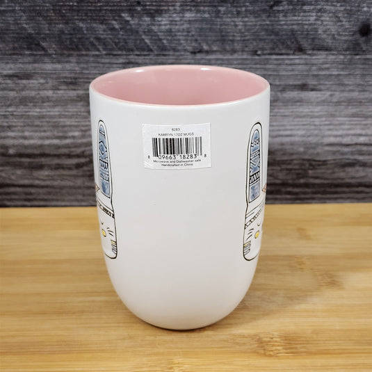 Native American Theme Mug White Rabbit Ceramic Tea Cup Pink Inside Blue Sky