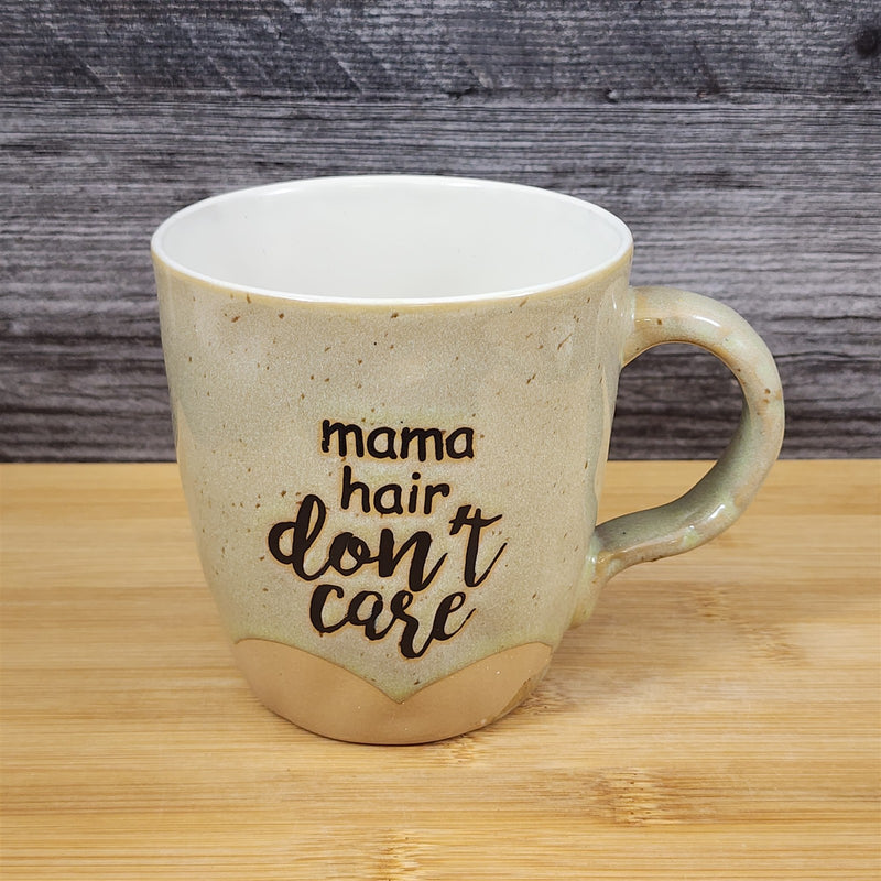 Load image into Gallery viewer, Inspirational Coffee Mug &#39;Mama Hair Don&#39;t Care&#39; Beige White Ceramic Cup Blue Sky
