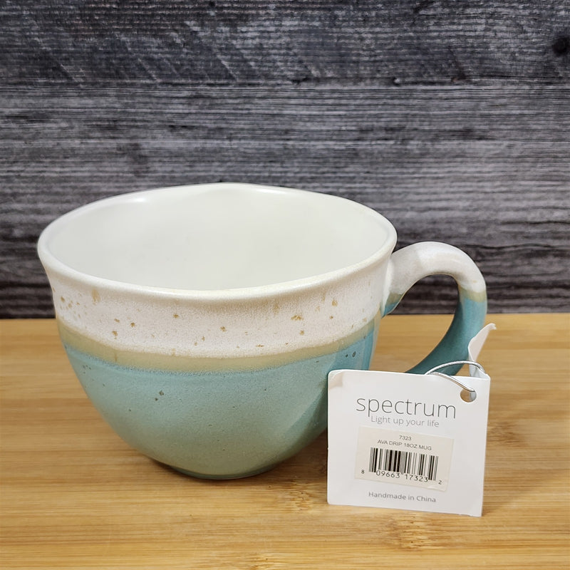 Load image into Gallery viewer, Teal and White Drip Coffee Mug Tea Cup White Inside by Blue Sky 18oz
