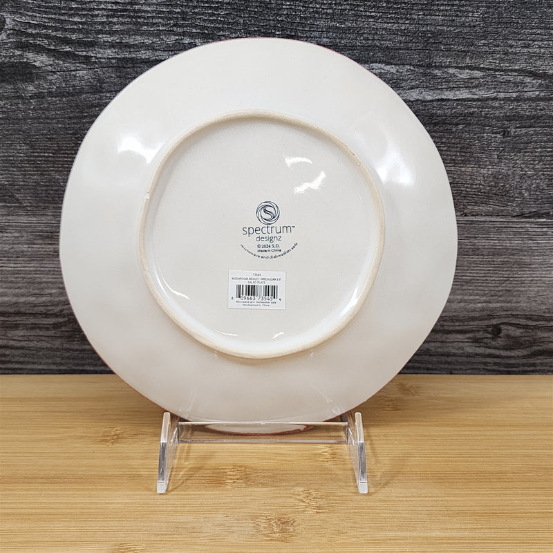 Load image into Gallery viewer, Floral Mushroom Serving Plate Whimsical Toadstool Embossed Ceramic 8" Blue Sky
