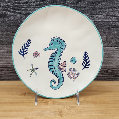 Finn and Fish Salad Plate Whimsical Seahorse Ceramic 8
