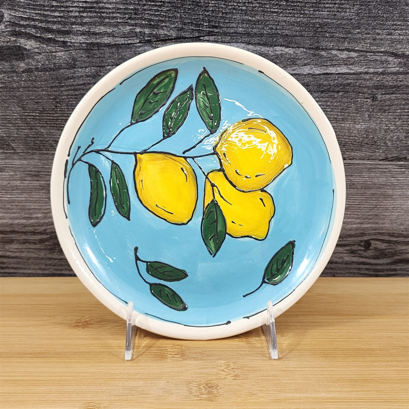Load image into Gallery viewer, Lemon Sky Salad Plate Embossed Ceramic 8&quot; by Blue Sky Heather Goldminc
