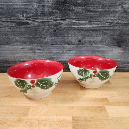 Evergreen Forest Soup Cereal Bowl Set of 2 Holiday Christmas by Blue Sky 6