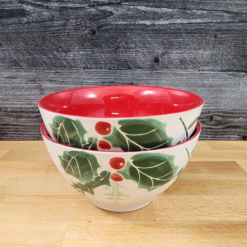 Load image into Gallery viewer, Evergreen Forest Soup Cereal Bowl Set of 2 Holiday Christmas by Blue Sky 6&quot;
