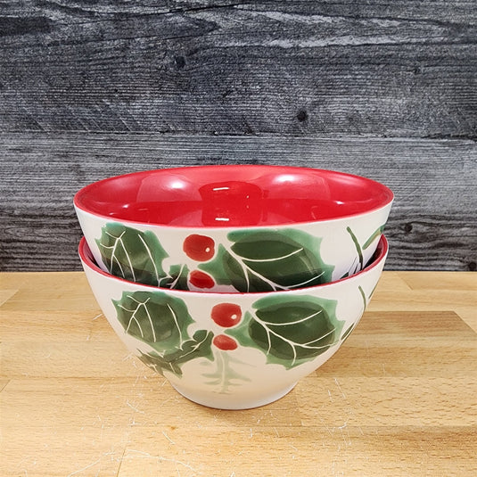 Evergreen Forest Soup Cereal Bowl Set of 2 Holiday Christmas by Blue Sky 6"