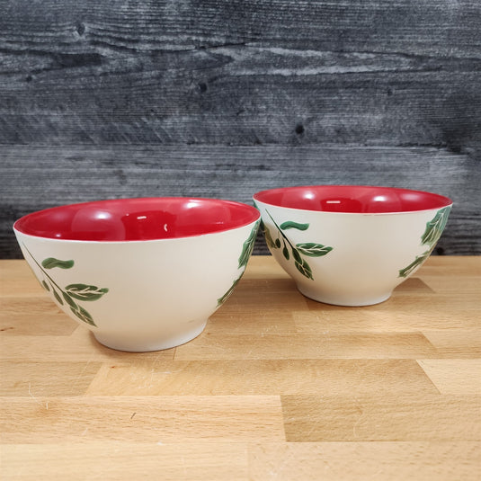 Evergreen Forest Soup Cereal Bowl Set of 2 Holiday Christmas by Blue Sky 6"