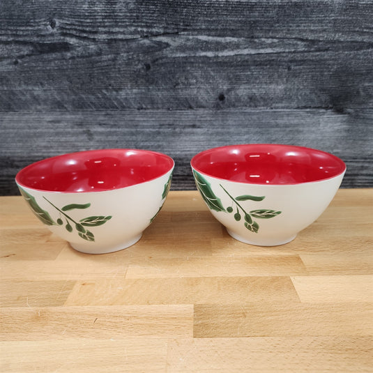 Evergreen Forest Soup Cereal Bowl Set of 2 Holiday Christmas by Blue Sky 6"
