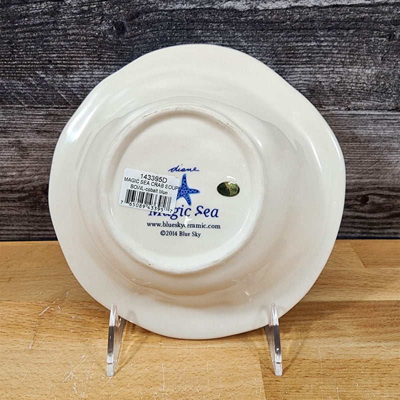 Load image into Gallery viewer, Magic Sea Crab Bowl Embossed 7.25" Round Nautical Ocean Theme Cobalt Blue Sky
