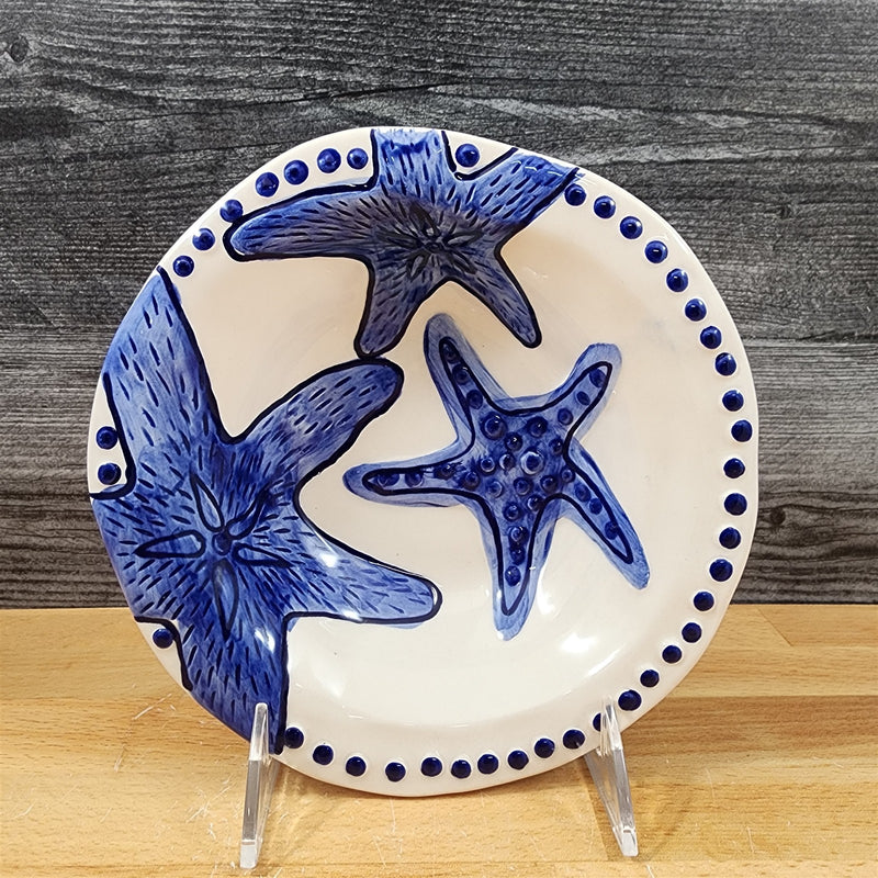 Load image into Gallery viewer, Magic Sea Starfish Bowl Embossed 7.25&quot; Round Nautical Ocean Theme by Blue Sky
