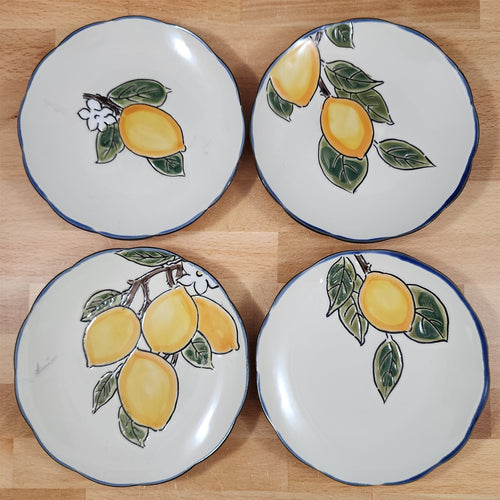Lemon Appetizer Plates Set of 4 Embossed Fruit Appy by Blue Sky 6
