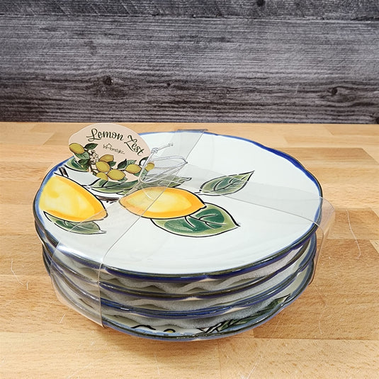 Lemon Appetizer Plates Set of 4 Embossed Fruit Appy by Blue Sky 6"