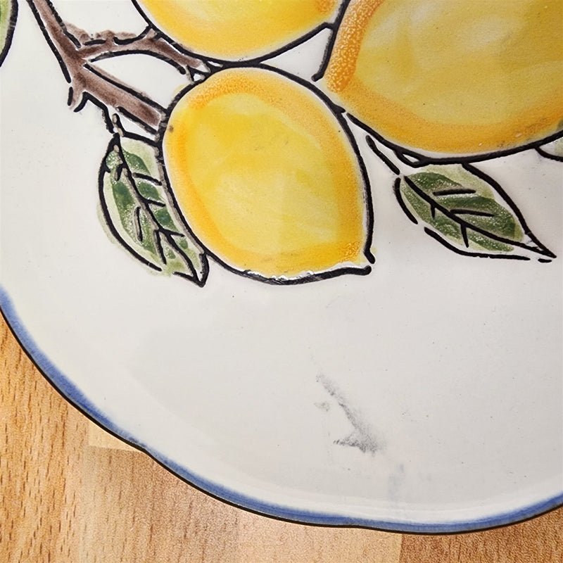 Load image into Gallery viewer, Lemon Appetizer Plates Set of 4 Embossed Fruit Appy by Blue Sky 6&quot;
