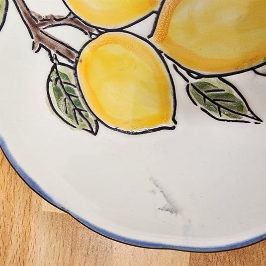 Lemon Appetizer Plates Set of 4 Embossed Fruit Appy by Blue Sky 6"
