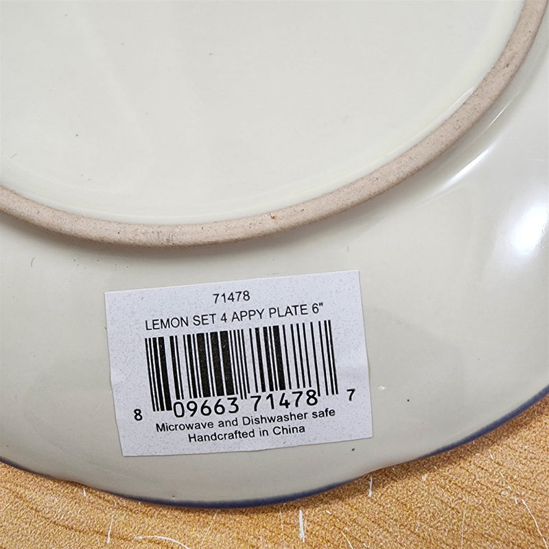 Load image into Gallery viewer, Lemon Appetizer Plates Set of 4 Embossed Fruit Appy by Blue Sky 6&quot;
