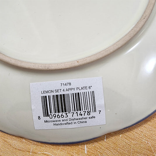 Lemon Appetizer Plates Set of 4 Embossed Fruit Appy by Blue Sky 6"