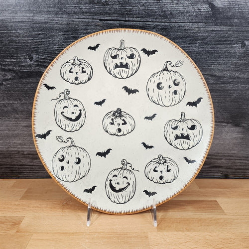Jack-o-Lantern Dinner Plate Halloween Embossed Ceramic 10.5
