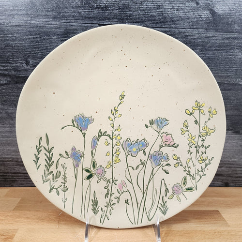 Spring Flowers Floral Dinner Plate Cottagecore Embossed Ceramic 10.5