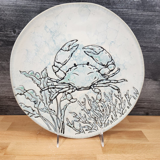Sea Cove Island Crab Dinner Plate Embossed Ceramic 10.5