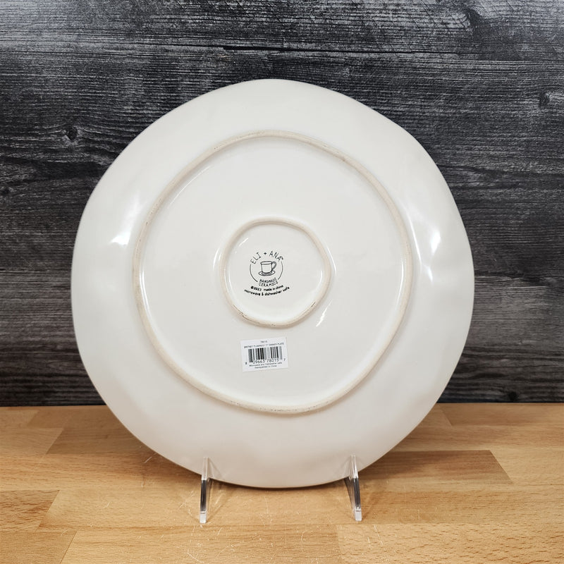 Load image into Gallery viewer, Pink Flamingo Dinner Plate Whimsical Palm Tree&#39;s Embossed Ceramic 11&quot; Blue Sky
