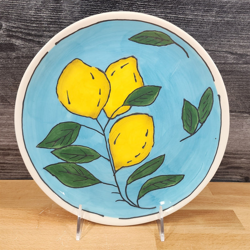 Load image into Gallery viewer, Lemon Sky Dinner Plate Embossed Ceramic 10.5&quot; by Blue Sky Heather Goldminc
