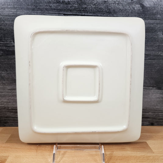 Poinsettia Floral Dinner Plate Holiday Theme Embossed Ceramic 10.5" Blue Sky