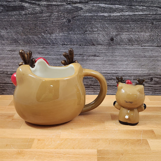 Hello Kitty Reindeer Coffee Mug with Matching Figurine Set Ceramic Cup Blue Sky