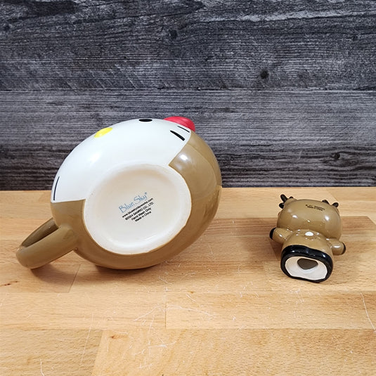 Hello Kitty Reindeer Coffee Mug with Matching Figurine Set Ceramic Cup Blue Sky
